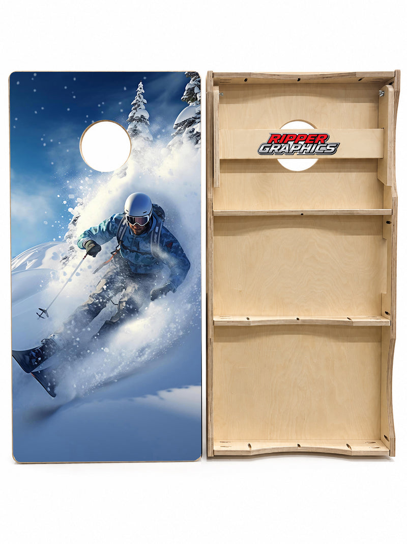 Downhill Skiing Cornhole Design