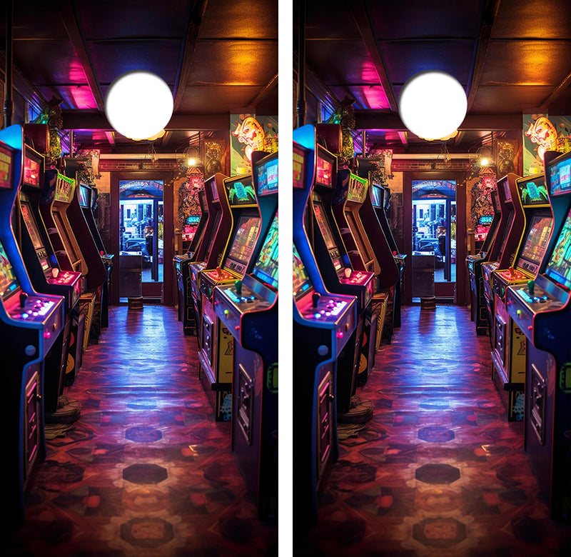 Old School Arcade Room Cornhole Design