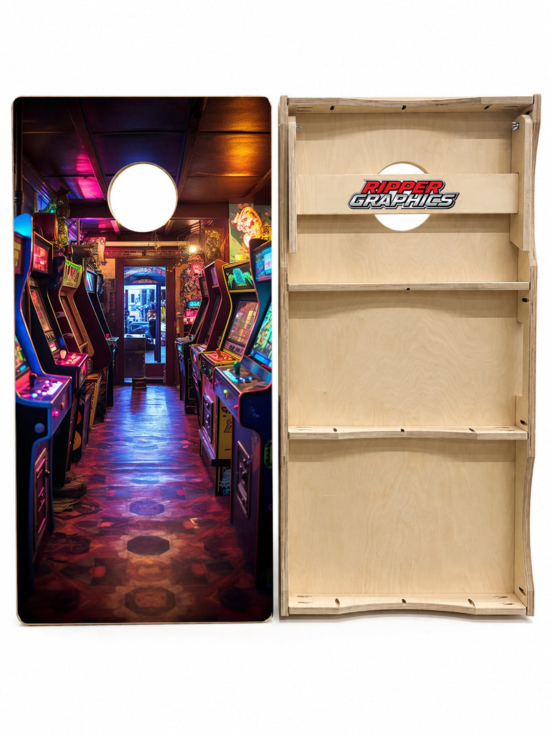 Old School Arcade Room Cornhole Design