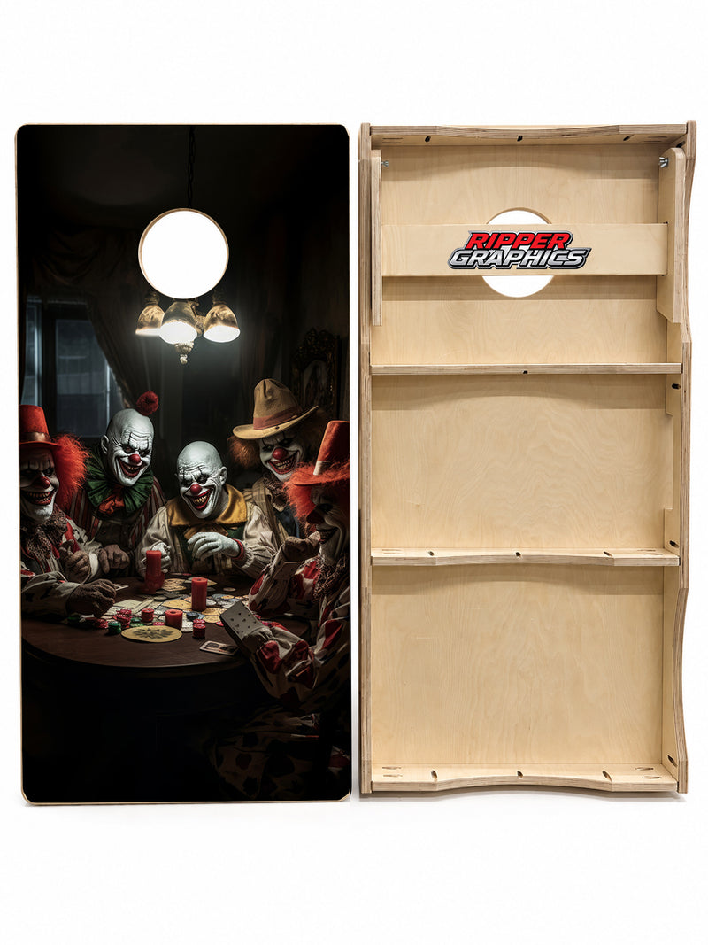 Clowns Playing Poker Cornhole Design