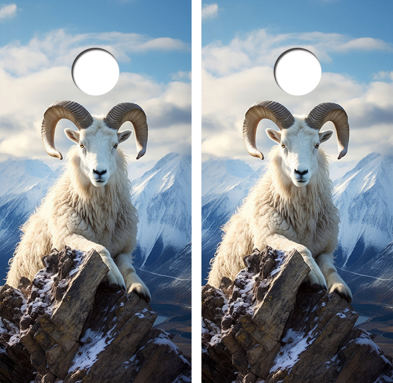 Doll Sheep on Rocks Cornhole Design