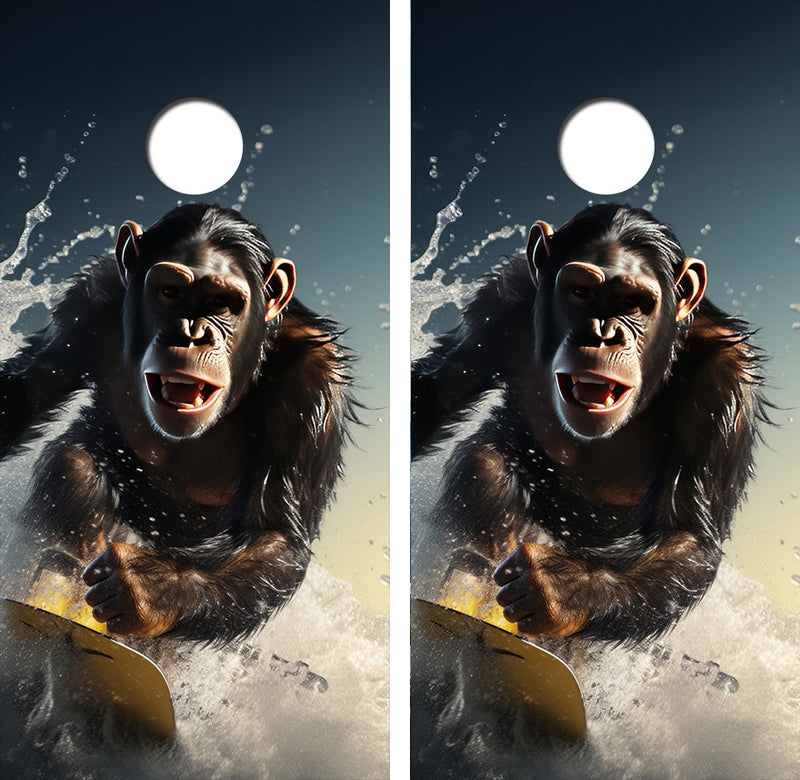 Surfing Chimp Cornhole Design