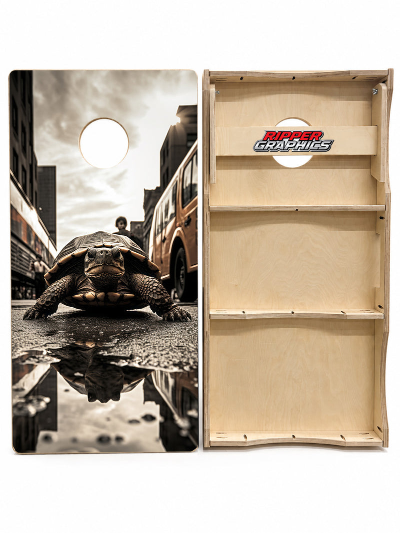 Little Turtle in a Big City Cornhole Design