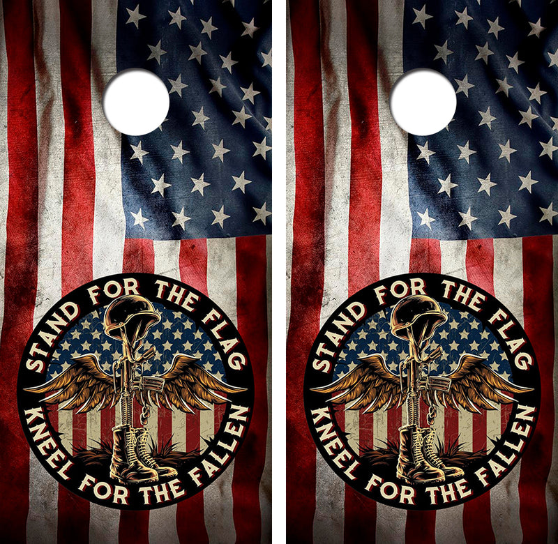 Stand For The Flag Kneel For The Fallen Cornhole Design