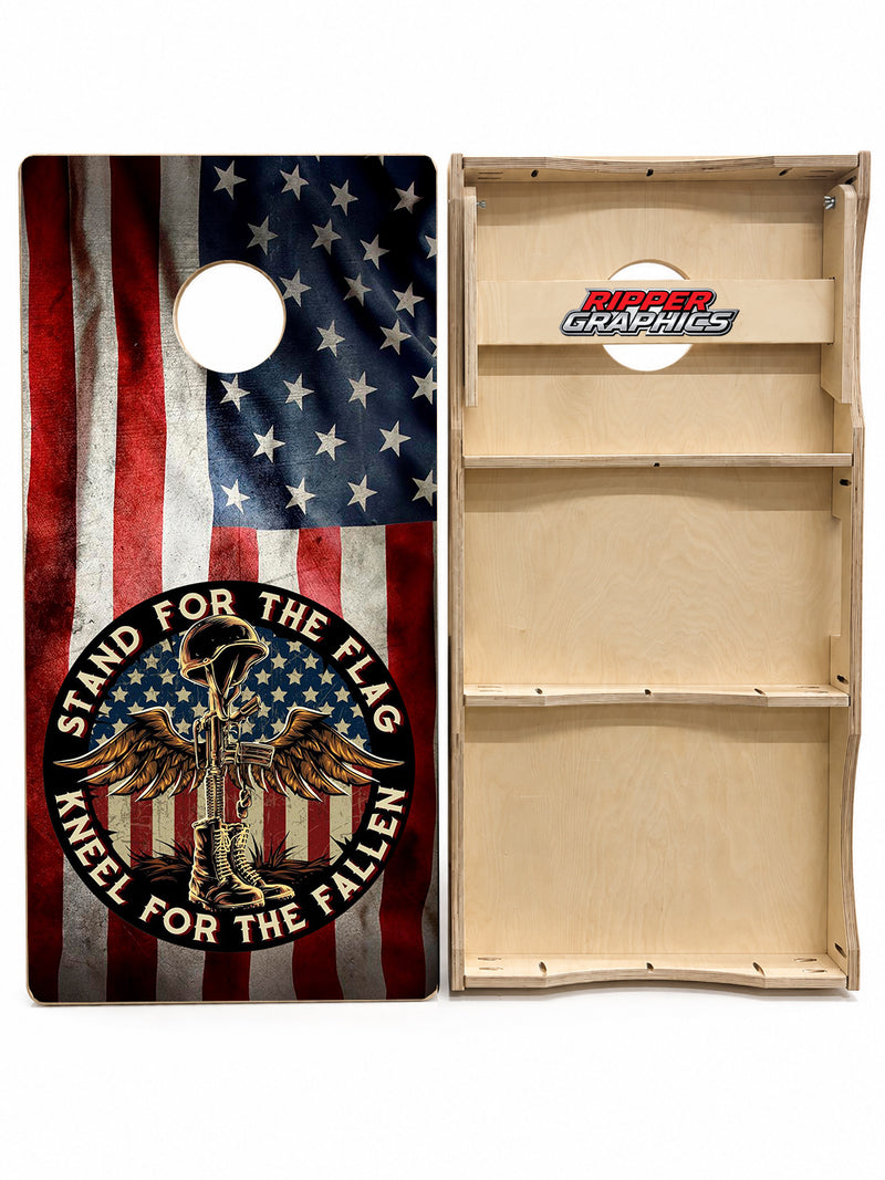 Stand For The Flag Kneel For The Fallen Cornhole Design