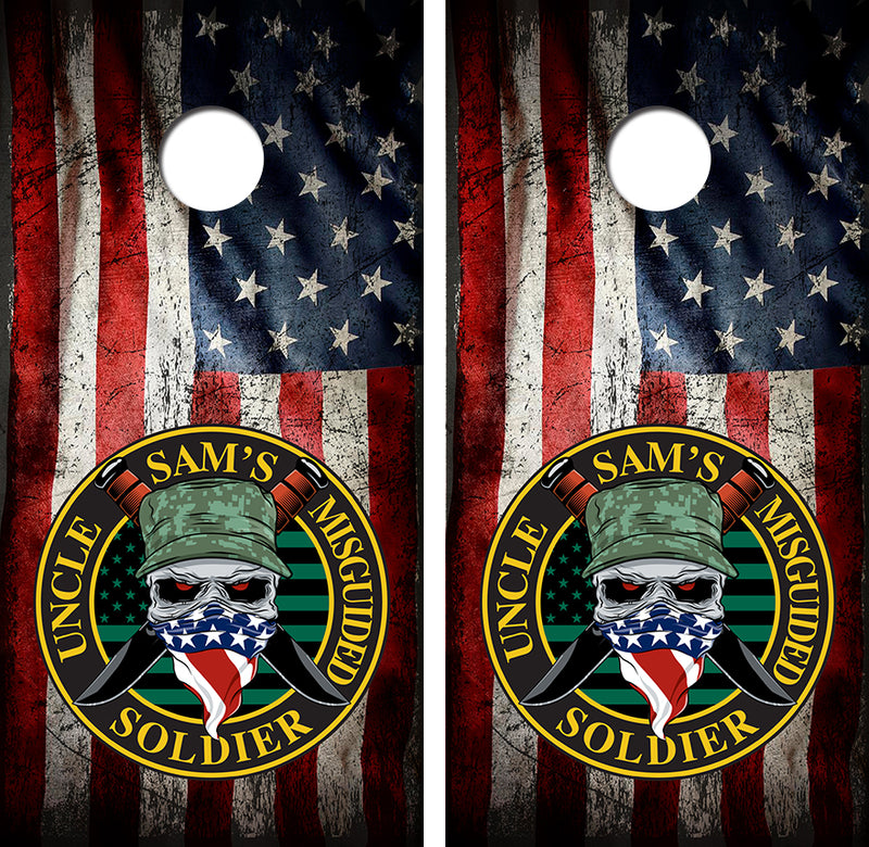 Uncle Sams Misguided Soldier Cornhole Design