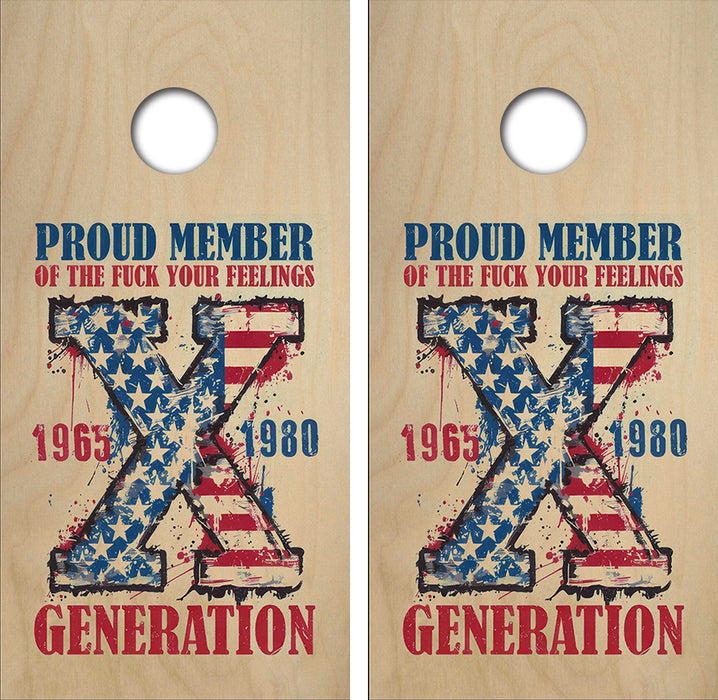 Proud Member Gen X Cornhole Wood Board Skin Wraps