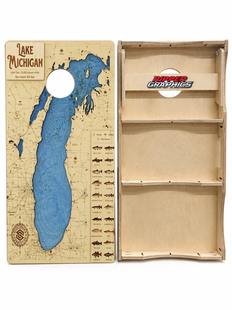 Lake Michigan Topography Cornhole Design