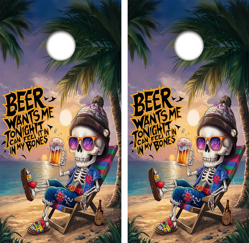 Beer Skeleton Cornhole Design