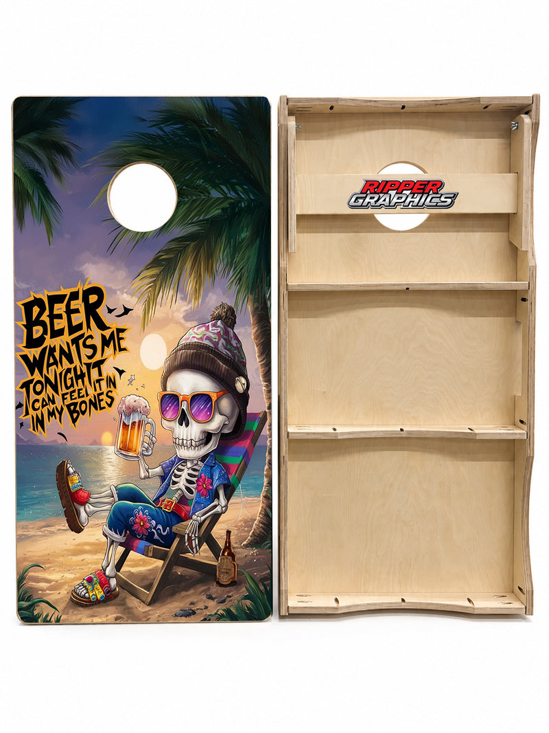 Beer Skeleton Cornhole Design