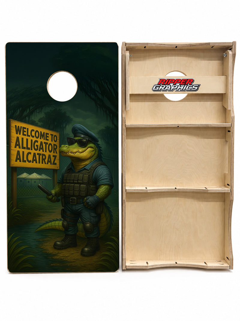 Alligator Alcatraz Cornhole Design