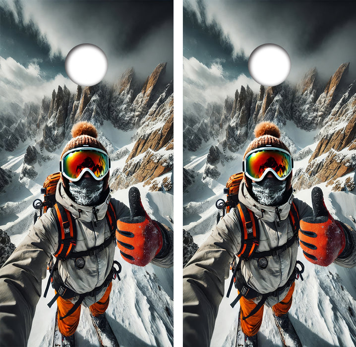 Mountain Climber Cornhole Wrap Decal with Free Laminate Included