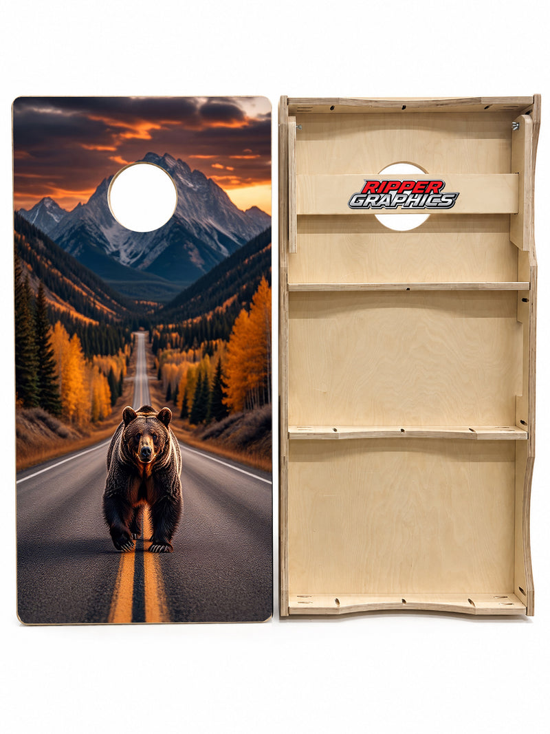 Grizzly Bear Highway Cornhole Design