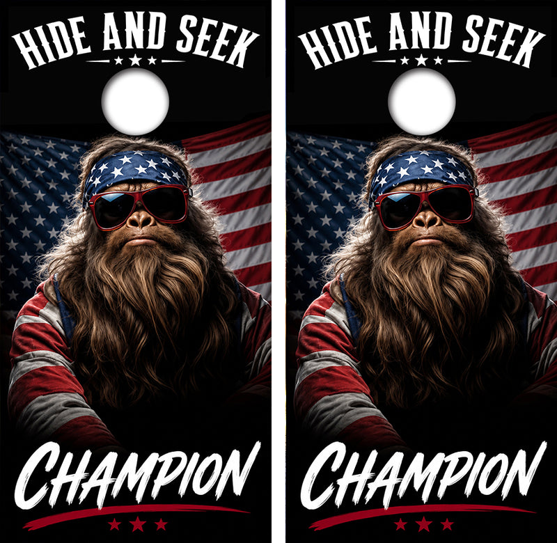 Hide & Seek Champion Cornhole Design