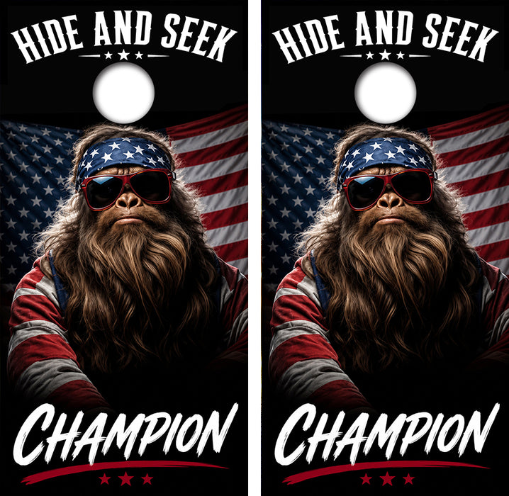 Hide & Seek Champion Cornhole Wrap Decal with Free Laminate Included