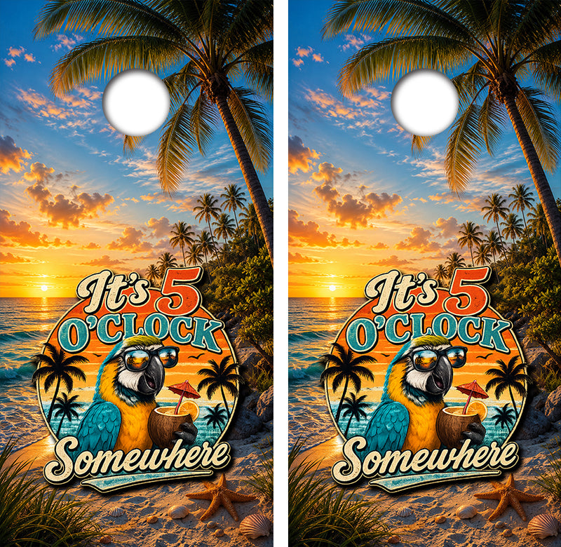 It's Five O'Clock Somewhere Cornhole Design