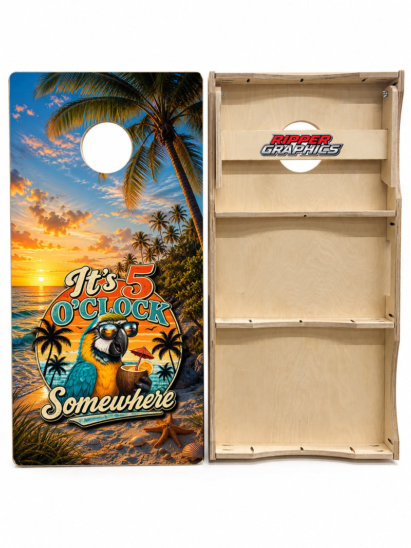 It's Five O'Clock Somewhere Cornhole Design