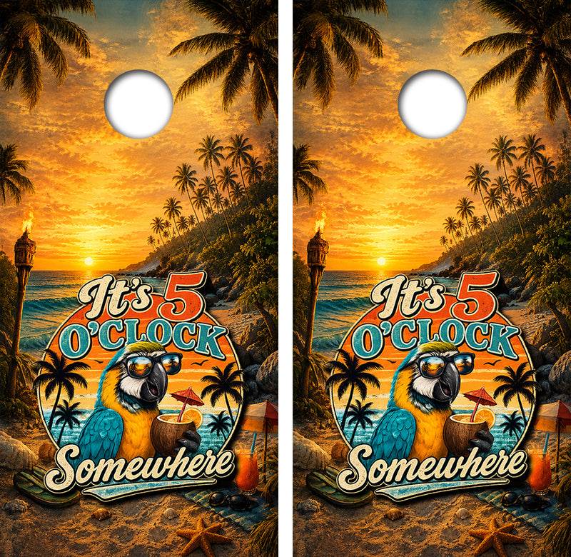 It's Five O'Clock Somewhere Cornhole Design
