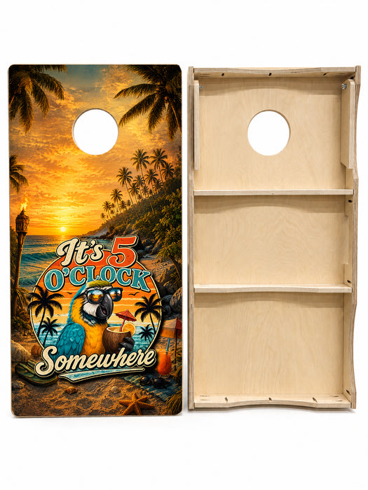 It's Five O'Clock Somewhere Cornhole Design