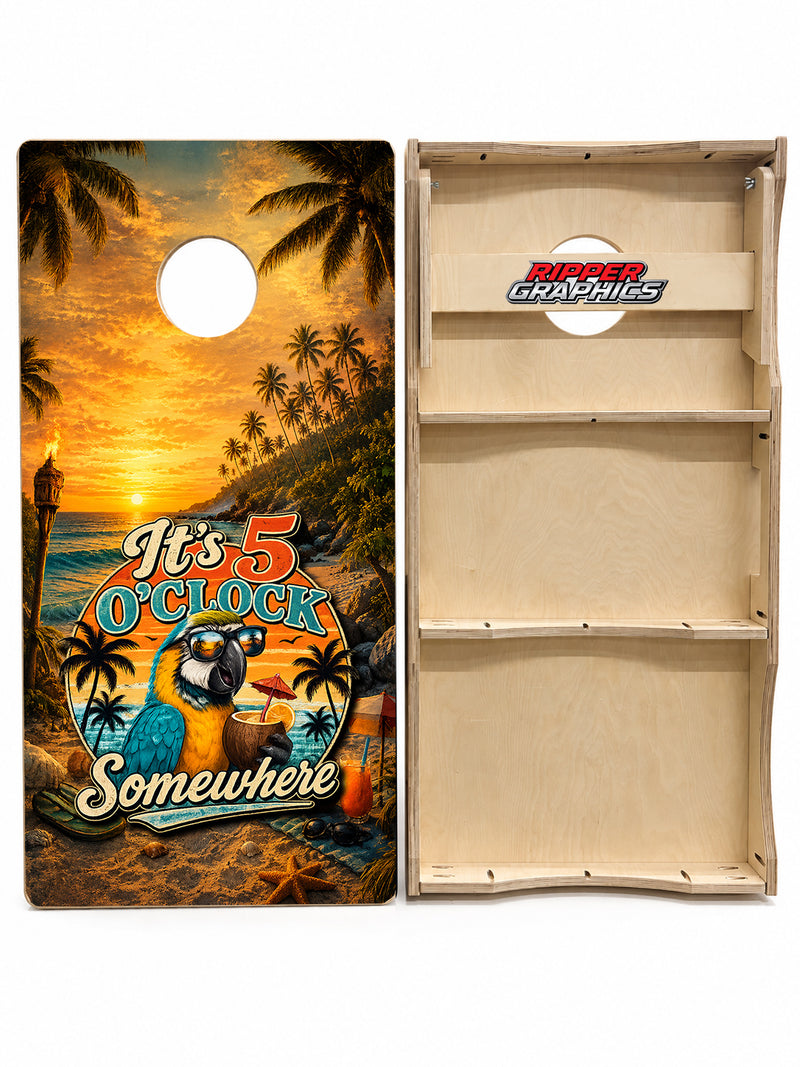 It's Five O'Clock Somewhere Cornhole Design