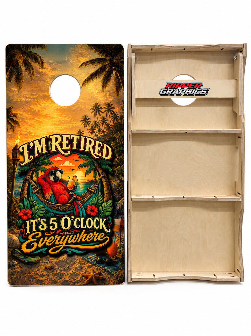 It's Five O'Clock Everywhere Cornhole Design