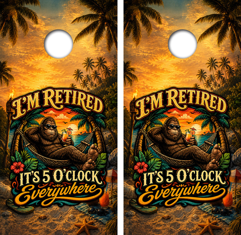 It's Five O'Clock Everywhere Cornhole Design