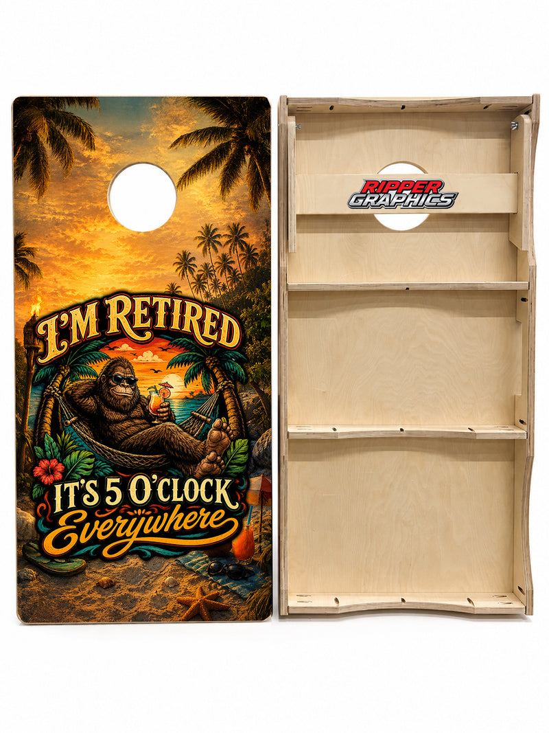 It's Five O'Clock Everywhere Cornhole Design