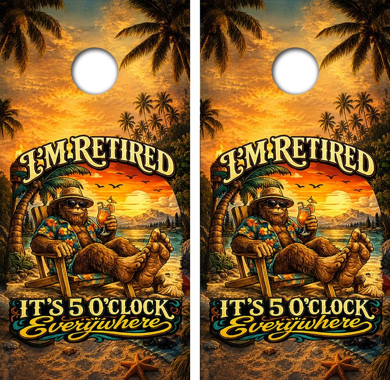 It's Five O'Clock Everywhere Cornhole Design