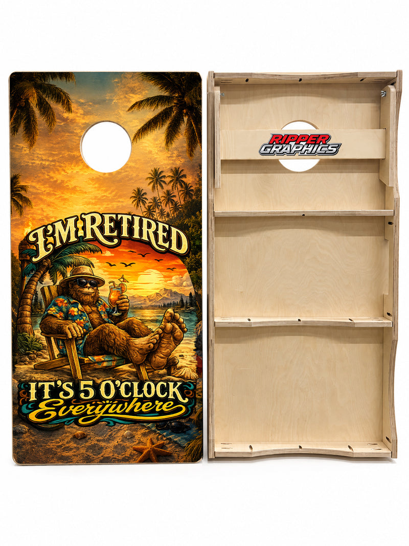 It's Five O'Clock Everywhere Cornhole Design