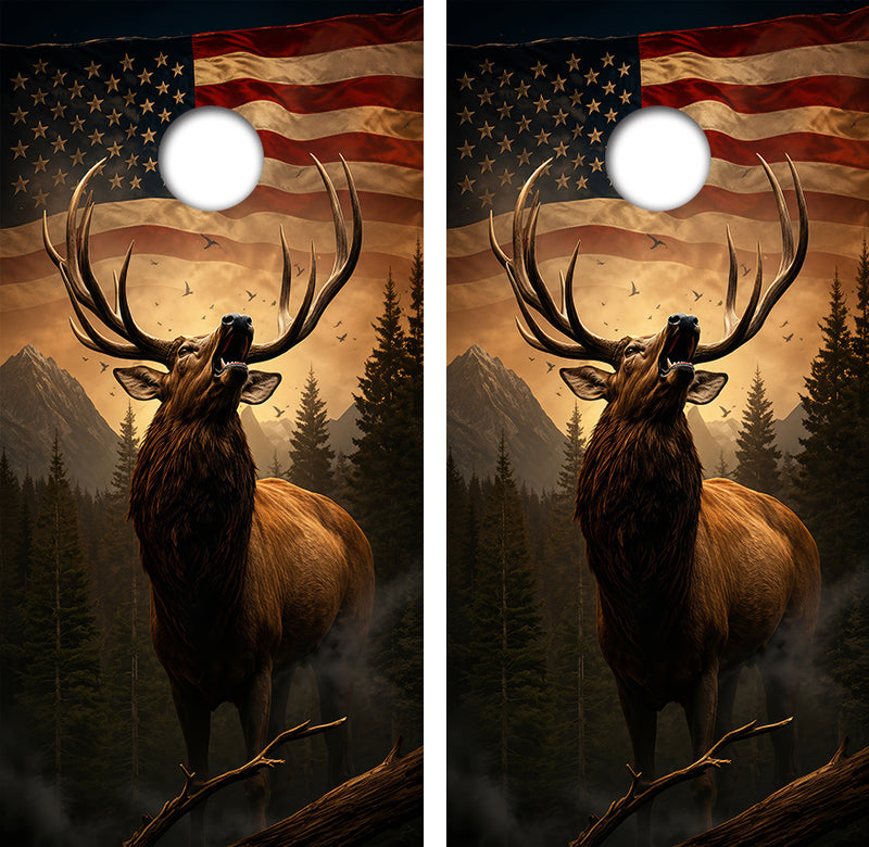 Elk American Flag Cornhole Design