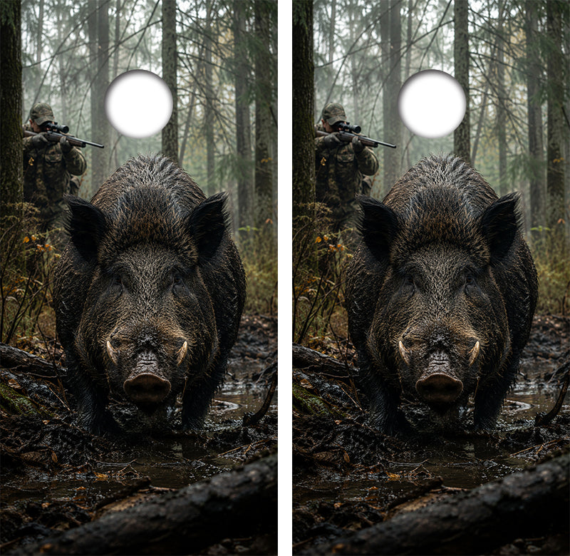Wild Boar Hunting Cornhole Design
