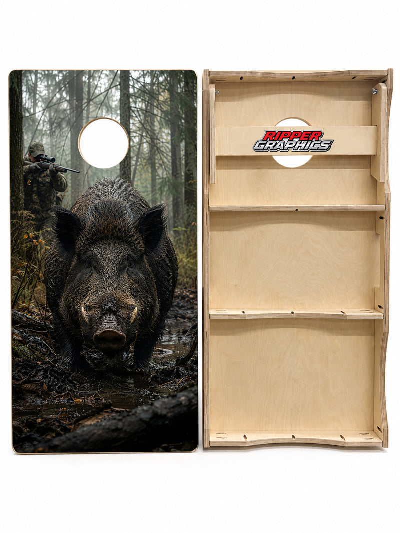 Wild Boar Hunting Cornhole Design
