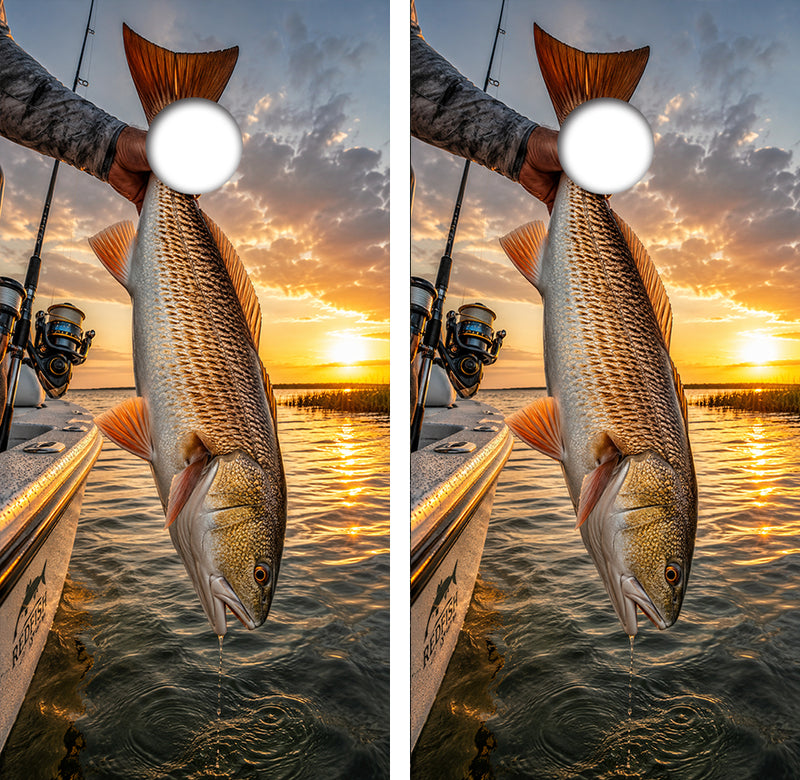 Red Fish Cornhole Design