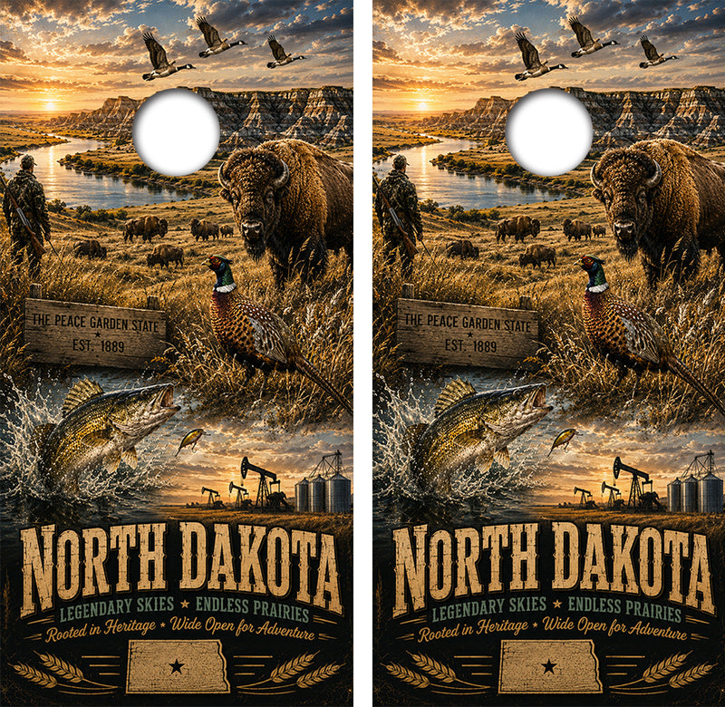 North Dakota Legendary Skies Cornhole Design