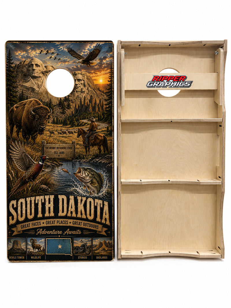 South Dakota Great Faces Great Places Cornhole Design