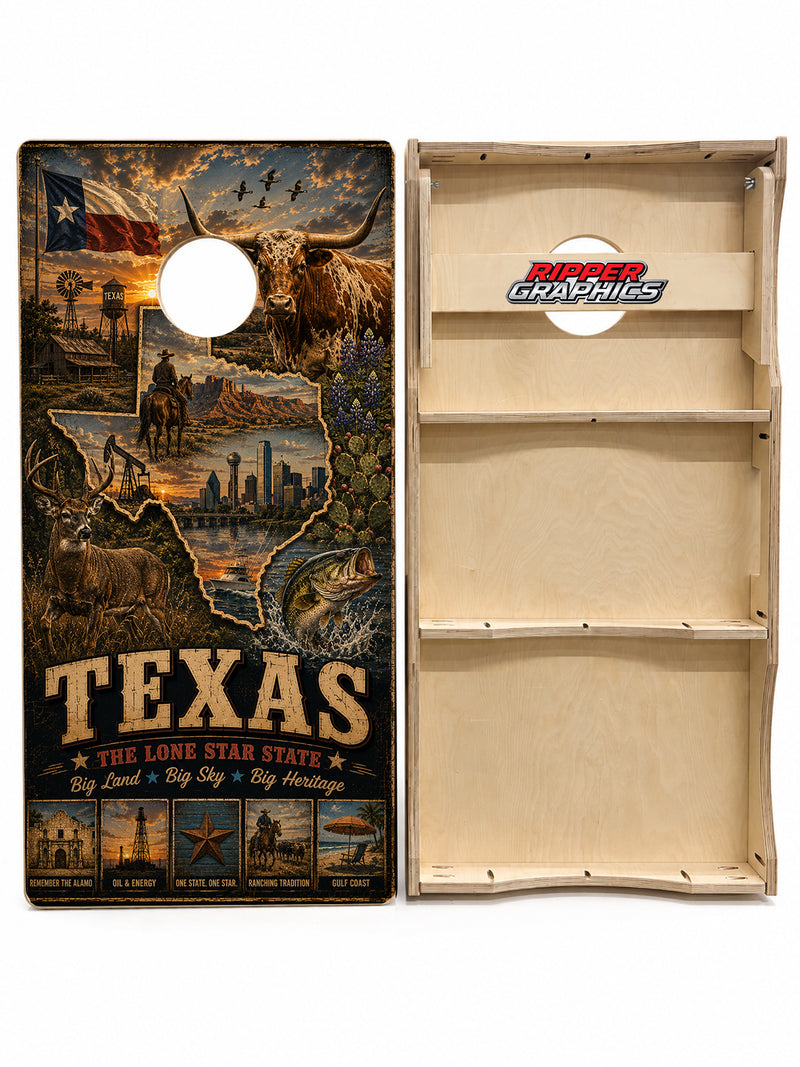 Texas The Lone Star State Cornhole Design