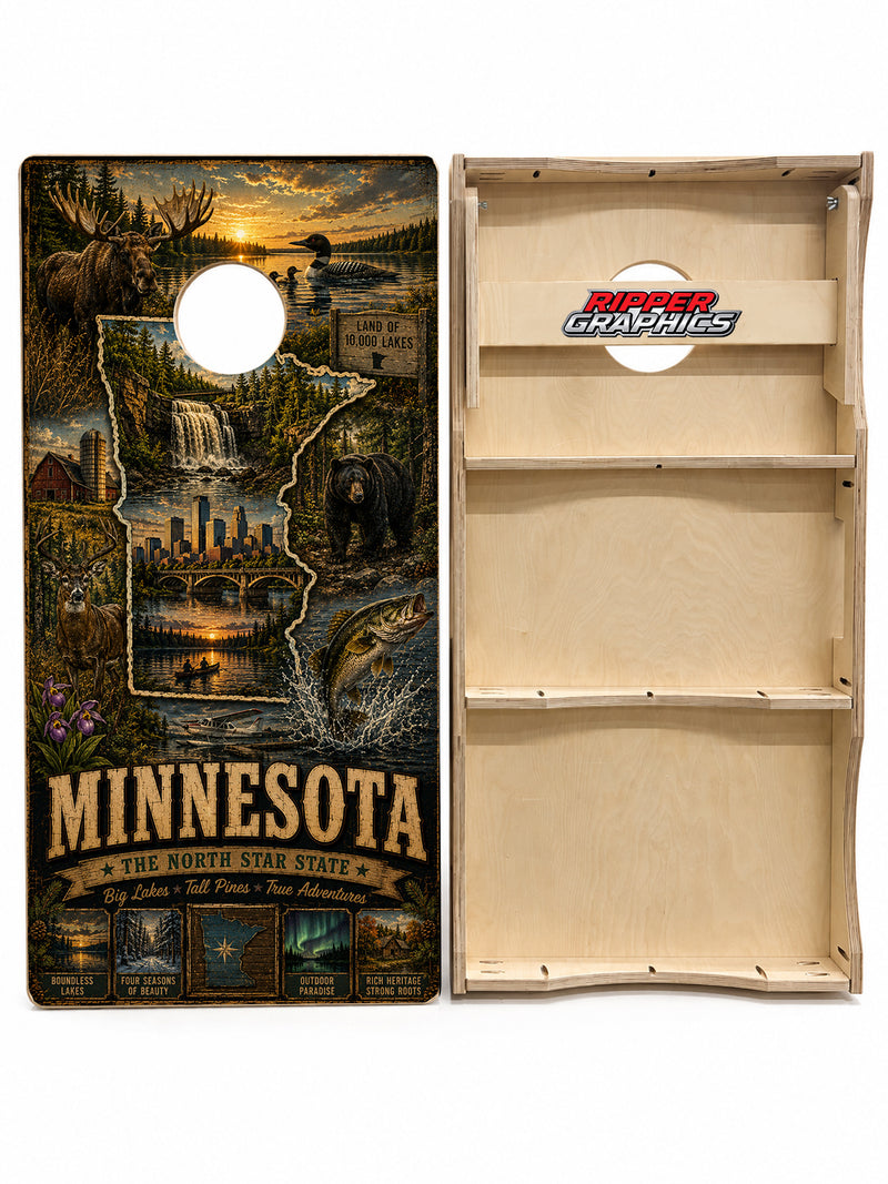 Minnesota The North Star State Cornhole Design
