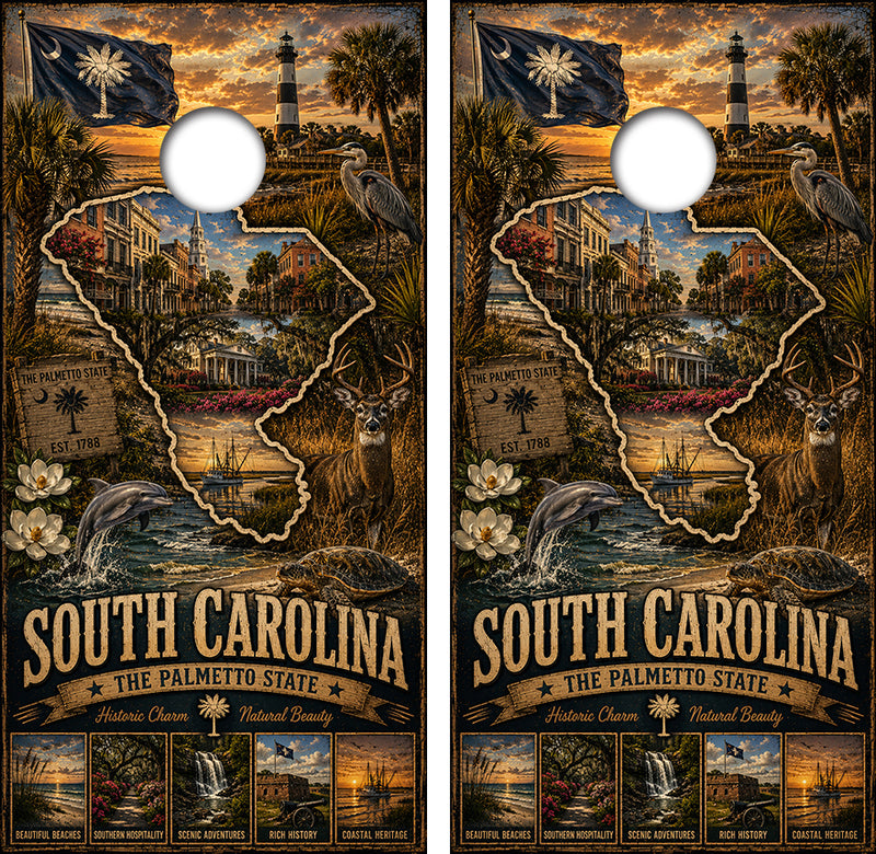 South Carolina The Palmetto State Cornhole Design