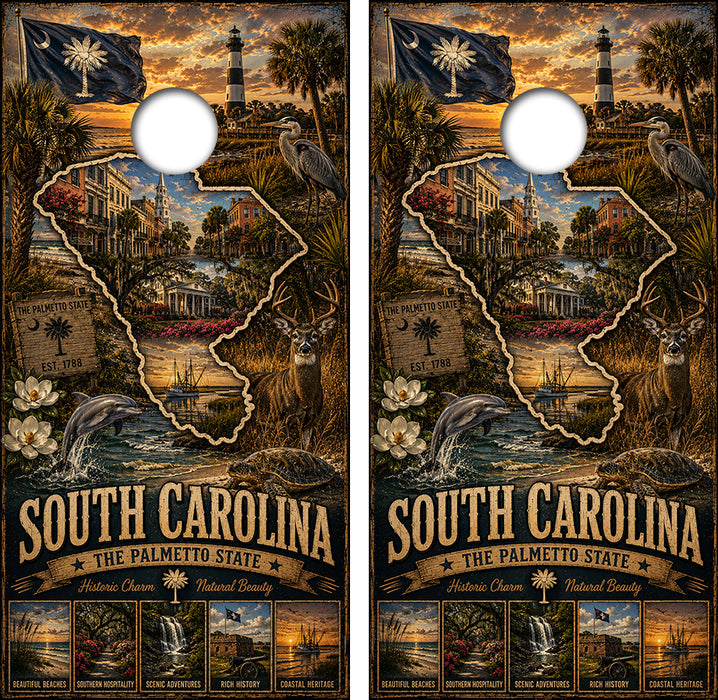 South Carolina The Palmetto State Cornhole Design