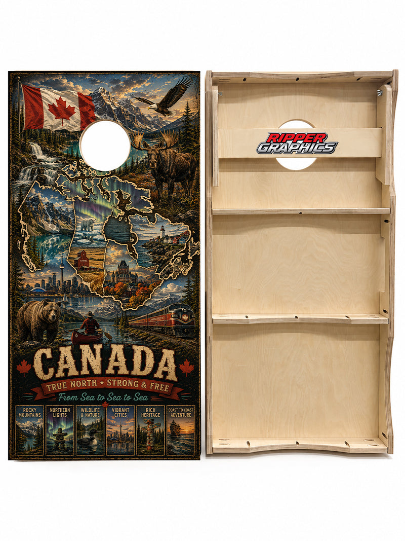 Canada True North Strong Free Cornhole Design