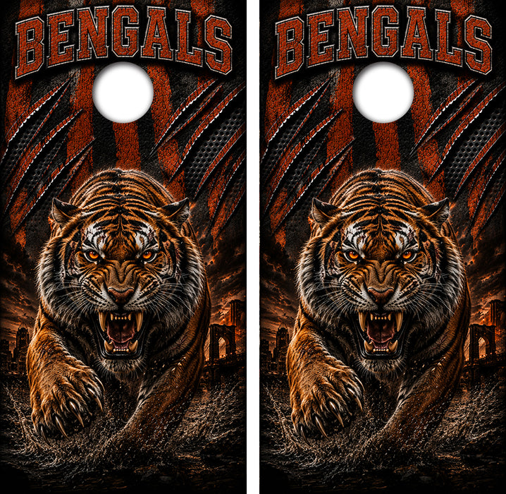 Cincinnati Bengals Football Cornhole Design