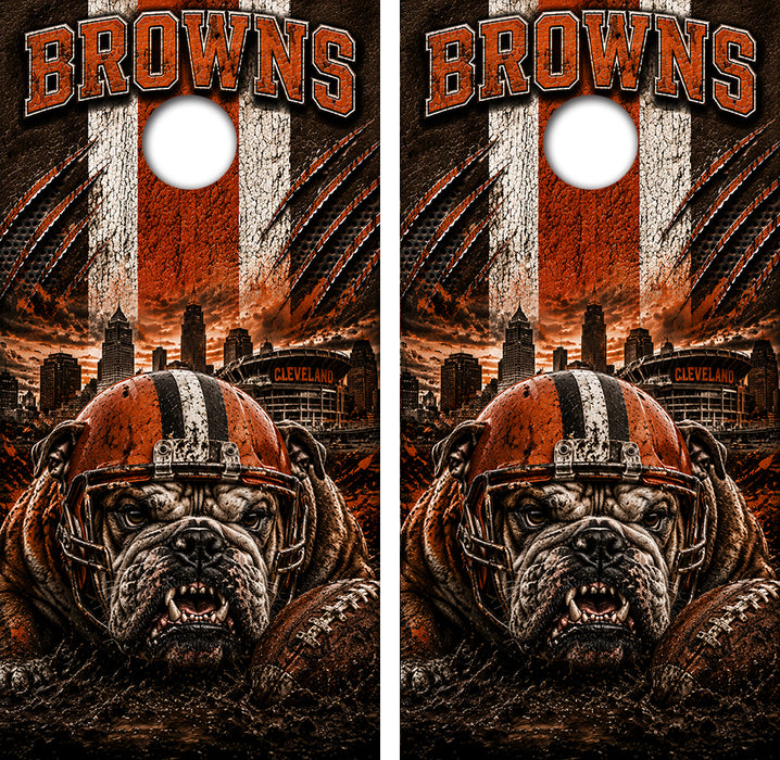 Cleveland Browns Football Cornhole Design