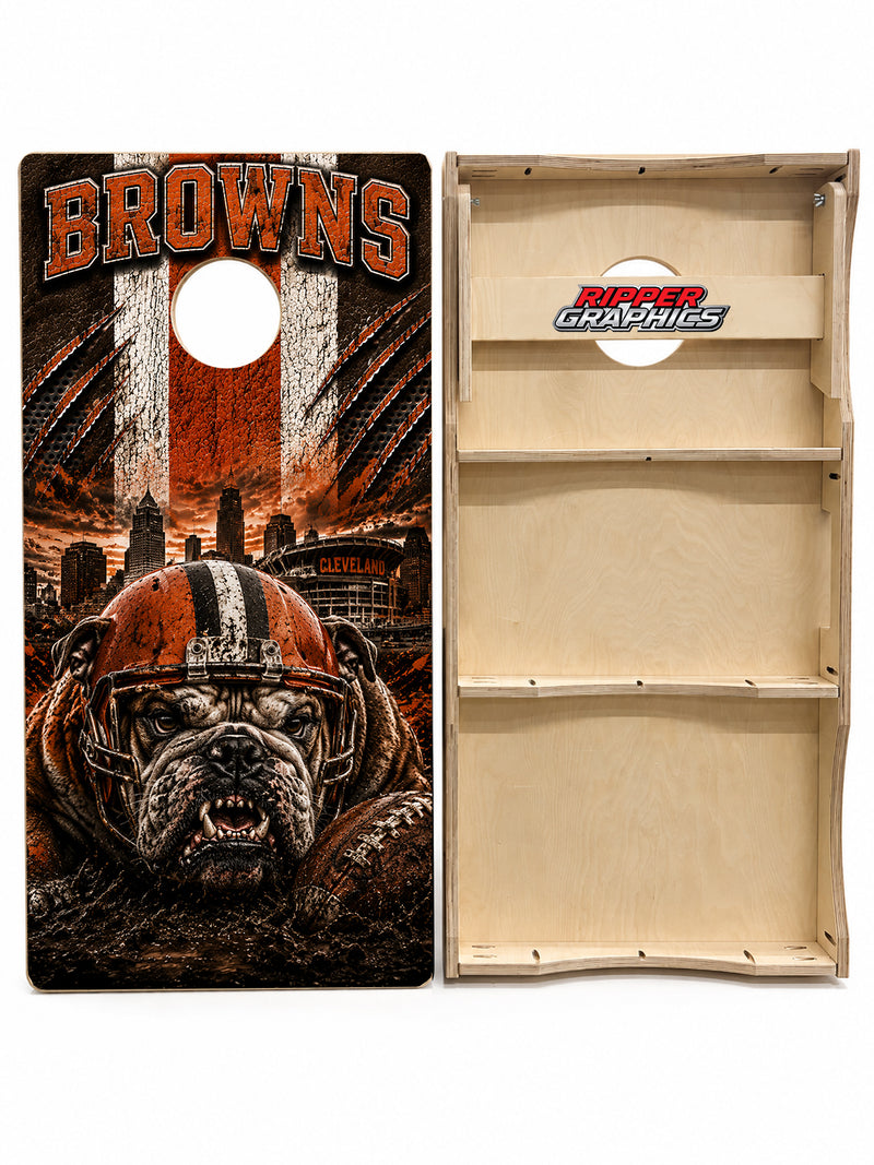 Cleveland Browns Football Cornhole Design