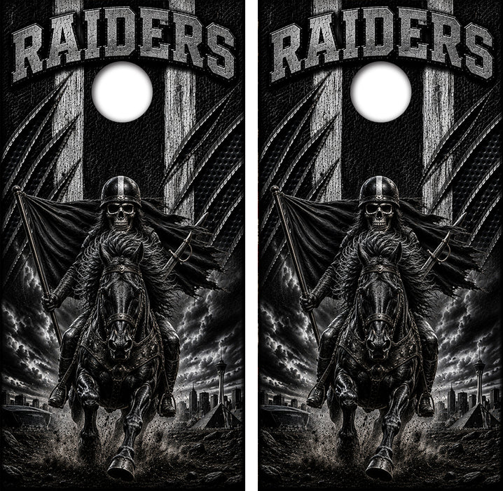 Las Vegas Raiders Football Cornhole Design