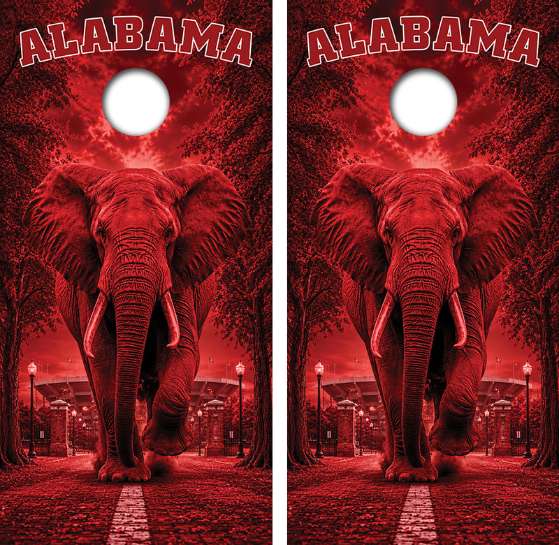 Alabama Crimson Football Cornhole Design