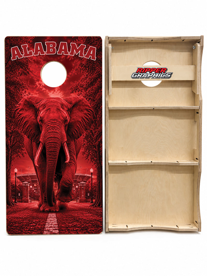 Alabama Crimson Football Cornhole Design