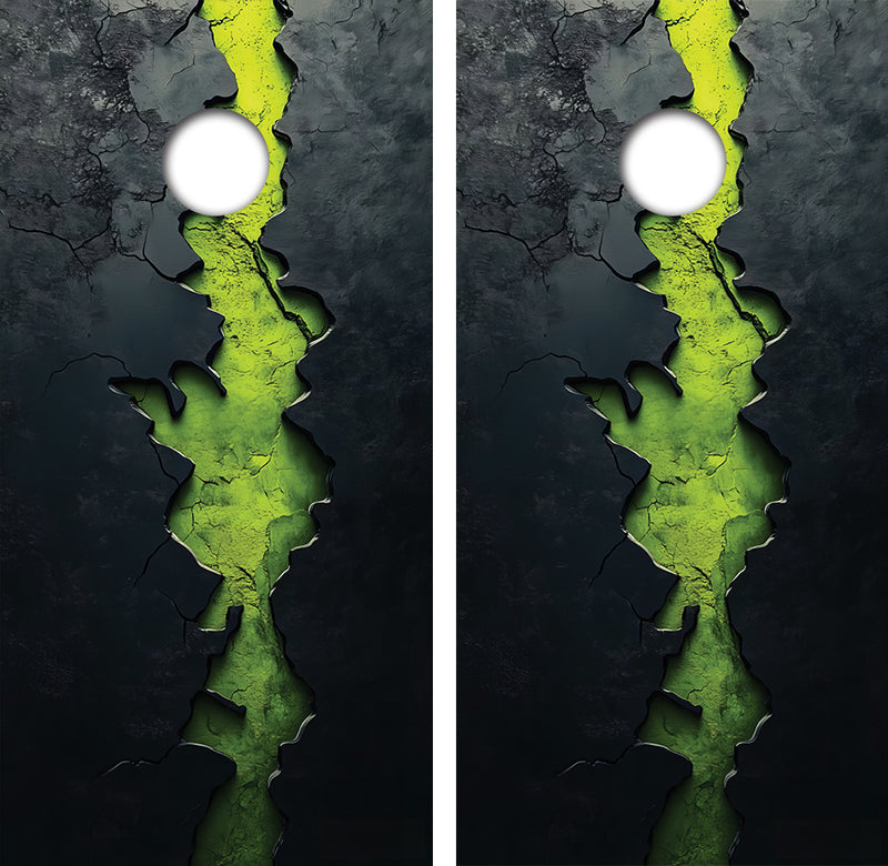 Marble and Green Lava Cornhole Design