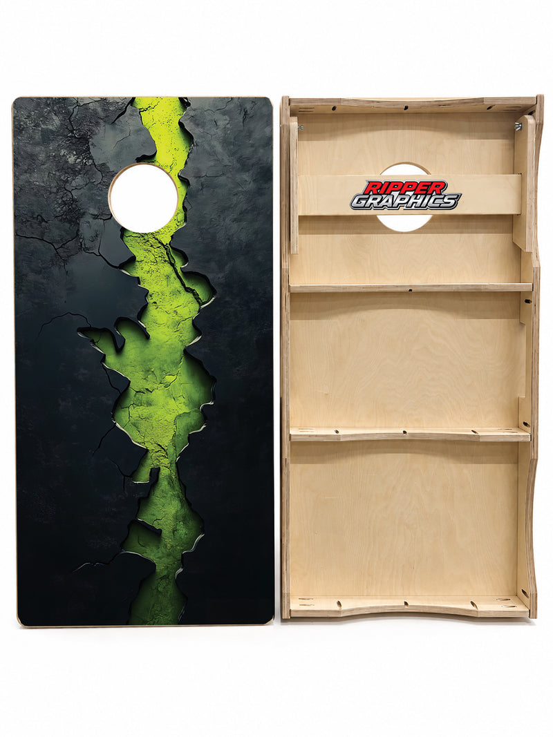 Marble and Green Lava Cornhole Design