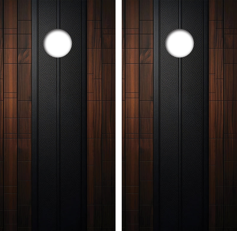 Leather & Wood Cornhole Design