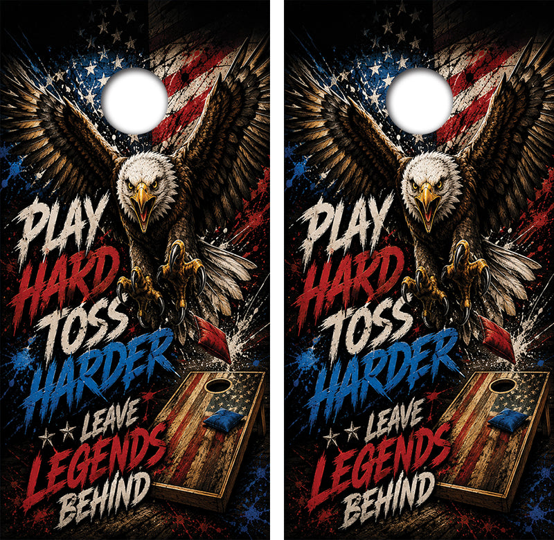 Play Hard Toss Harder Cornhole Design